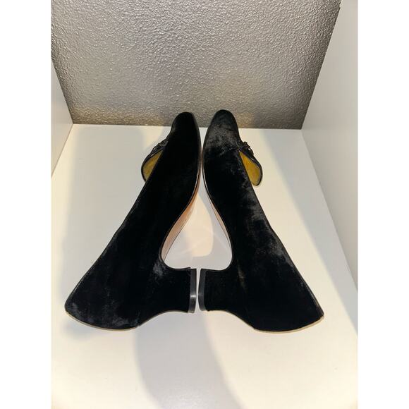 Salvatore Ferragamo Black Velvet Kitten Heels Sz 6 2” Rhinestone Horse bit Glam - Picture 6 of 11